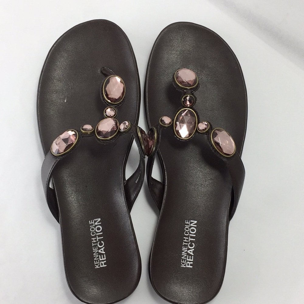 Kenneth Cole Reaction Brown Sandals 8M Flip Flops